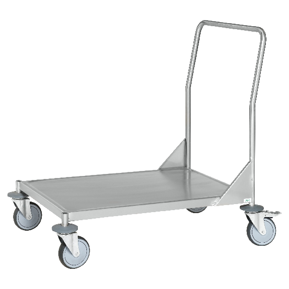 Edelstahl-Plattformwagen rostfrei mit Schiebegriff, 1 Etage 545x340mm Gummibereifung und Bremse Edelstahl-Plattformwagen rostfrei mit Schiebegriff, 1 Etage 545x340mm Gummibereifung und Bremse-Beschreibung lesen