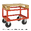 Palettenwagen in rot 650mm hoch mit Bremse für Halbpaletten 800x600mm