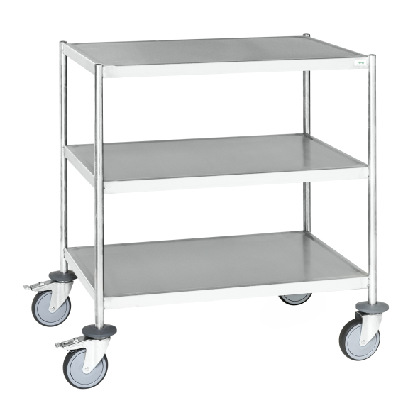 Edelstahl-Etagenwagen vollständig geschweißt, 3 Ladeflächen 1050x550mm Gummibereifung mit Bremse Edelstahl-Etagenwagen vollständig geschweißt, 3 Ladeflächen 1050x550mm Gummibereifung mit Bremse-Beschreibung lesen