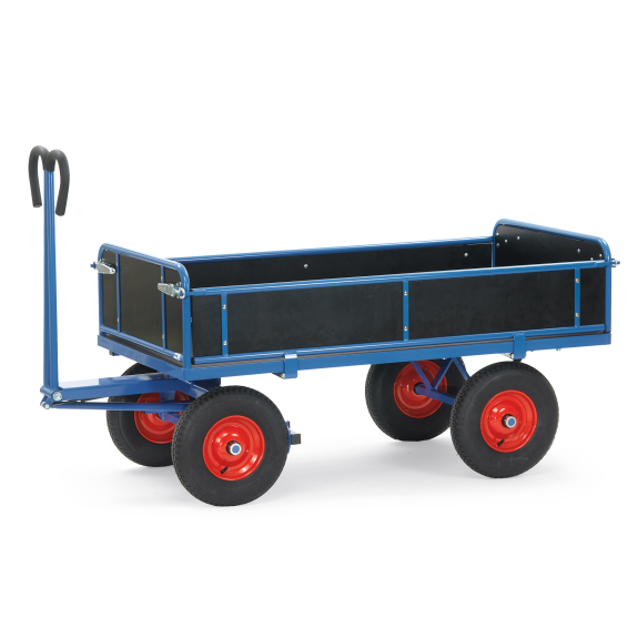 Handpritschenwagen mit Bordwänden, abklappbar, ohne Zugöse an der Deichsel 400x100mm Luft-Bereifung 1200x800mm Ladefläche-Beschreibung lesen