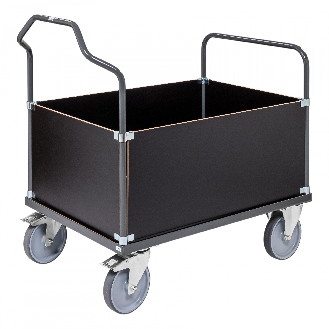 Ergonomischer Kastenwagen dunkelgrau 1290x800x1065 mm mit MDF-Platte, Gummibereifung und Bremse-Beschreibung lesen