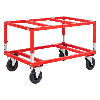Palettenwagen in rot höhenverstellbar 655mm hoch ohne Bremse für Euro-Paletten 1200x800mm-Beschreibung lesen
