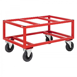 Palettenwagen in rot 650mm hoch mit Bremse für Paletten 1200x1000mm-Beschreibung lesen