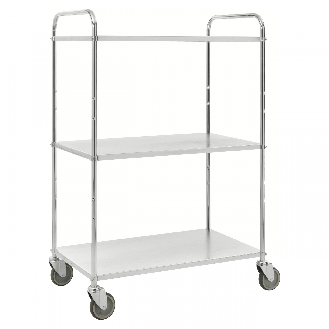 Etagenwagen mit 3 Böden 900x440mm pulverbeschichtet und verzinkt 24mm Rand mit Bremse-Beschreibung lesen