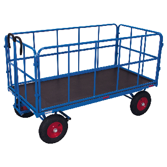 Handpritschenwagen mit 4 Rohrgitterwänden und Luftbereifung 1940x940mm-Beschreibung lesen