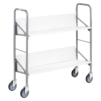 Kongamek Archivwagen in weiß mit 2 schrägen Böden 820x720mm 4 Buchstützen und 50kg Tragkraft-Beschreibung lesen