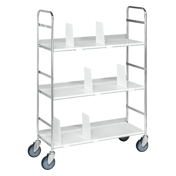 Mobiler Etagenwagen 790x290x1140mm verzinkt mit 3 Böden und 6 Buchstützen Mobiler Etagenwagen 790x290x1140mm verzinkt mit 3 Böden und 6 Buchstützen-Beschreibung lesen