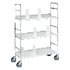 Mobiler Etagenwagen 790x290x1140mm verzinkt mit 3 Böden und 6 Buchstützen