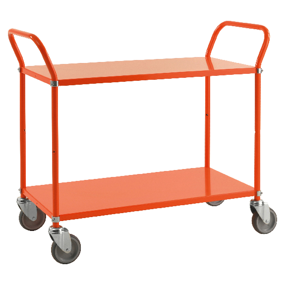 Kongamek Etagenwagen mit 3 Böden 900x440mm in Orange mit Bremse Kongamek Etagenwagen mit 3 Böden 900x440mm in Orange mit Bremse-Beschreibung lesen