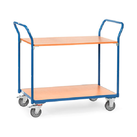 Chariot 2 plateaux tubes acier, 2 dossiers-Lire la description