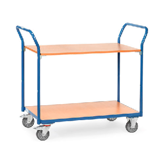 Chariot 2 plateaux tubes acier, 2 dossiers-Lire la description