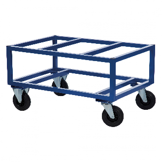 Palettenwagen in blau 650mm hoch ohne Bremse für Paletten 1200x1000mm-Beschreibung lesen