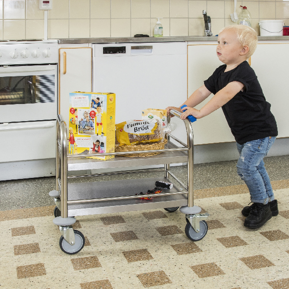 Kongamek kleiner Edelstahl- Tischwagen rostfrei mit 2 Böden 495x515mm mit Umrandung und Bremse Kongamek kleiner Edelstahl- Tischwagen rostfrei mit 2 Böden 495x515mm mit Umrandung und Bremse-Beschreibung lesen