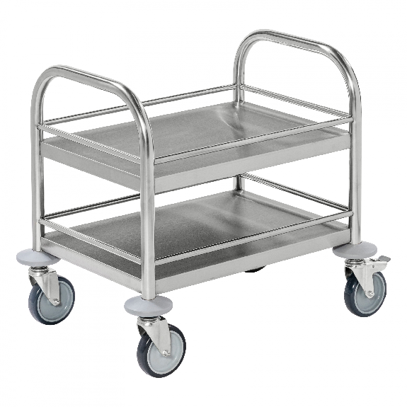Kongamek kleiner Edelstahl- Tischwagen rostfrei mit 2 Böden 495x515mm mit Umrandung und Bremse Kongamek kleiner Edelstahl- Tischwagen rostfrei mit 2 Böden 495x515mm mit Umrandung und Bremse-Beschreibung lesen
