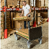 Ergonomischer Plattformwagen dunkelgrau 1290x800x1065 mit MDF-Platte und Schiebebügel