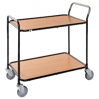 Kongamek Tischwagen aus lackiertem Stahlrohr 850x508mm Ladefläche in Bucheoptik mit 2 Etagen-Beschreibung lesen
