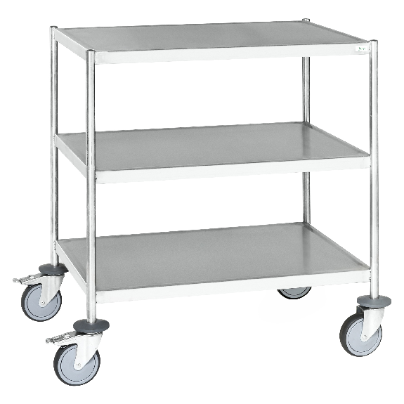 Edelstahl-Etagenwagen vollständig geschweißt, 3 Ladeflächen 625x415mm Gummibereifung Edelstahl-Etagenwagen vollständig geschweißt, 3 Ladeflächen 625x415mm Gummibereifung-Beschreibung lesen