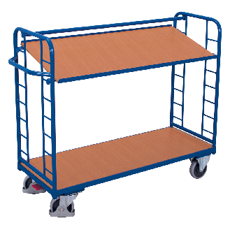 Etagenwagen mit Seiten aus Drahtgitter, Rohrschiebegriff und neigbarem Etagenboden 1355x550mm-Beschreibung lesen