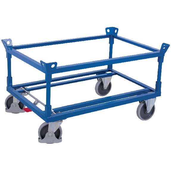VARIOfit Palettenfahrgestell Gummibereifung für Gitterboxen/Europaletten mit 2 Winkelrahmen 1210x1010mm-Beschreibung lesen