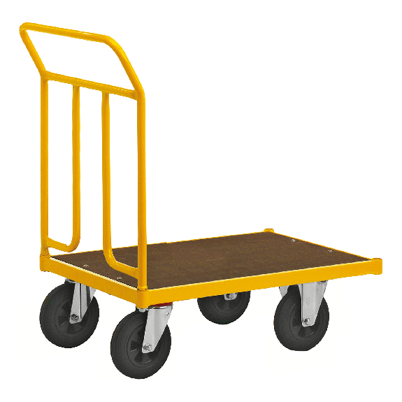 Kongamek Plattformwagen pulverbeschichtet mit Ladefläche 700x454mm aus MDF, Schiebebügel und Gummibereifung ohne Bremse-Beschreibung lesen