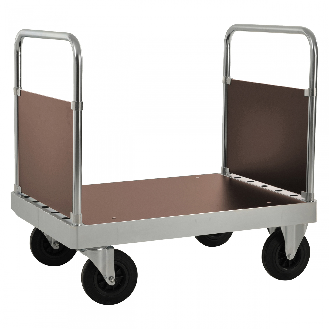 Plattformwagen verzinkt 960mm hoch mit 2 Schiebebügeln und Ladefläche 1140x800mm aus MDF ohne Bremse-Beschreibung lesen