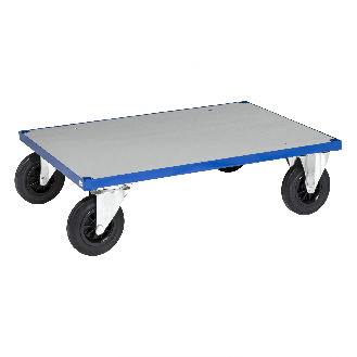 Plattformwagen in blau mit verzinkter Ladefläche 1200x800x260mm Gummibereifung und Bremse-Beschreibung lesen