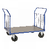 Plattformwagen in blau 1366x800x1020mm mit MDF-Platte und 2 Schiebebügeln mit Gummibereifung ohne Bremse