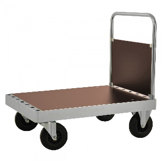 Plattformwagen verzinkt 960mm hoch mit Schiebebügel und Ladefläche 840x600mm aus MDF mit Bremse-Beschreibung lesen