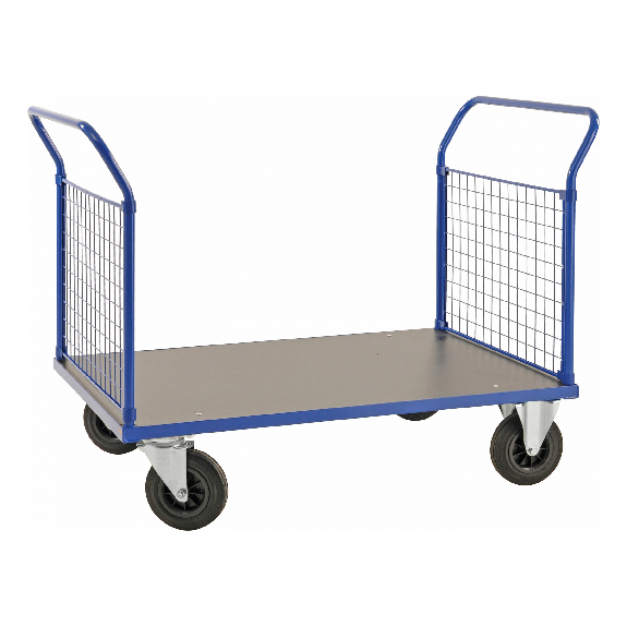 Plattformwagen in blau 1366x800x1020mm mit MDF-Platte und 2 Schiebebügeln mit Gummibereifung mit Bremse Plattformwagen in blau 1366x800x1020mm mit MDF-Platte und 2 Schiebebügeln mit Gummibereifung mit Bremse-Beschreibung lesen