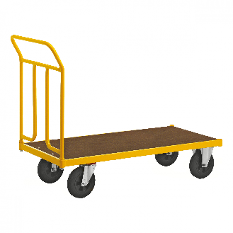Plattformwagen pulverbeschichtet mit Ladefläche 1200x604mm aus MDF, Schiebebügel und Gummibereifung mit Bremse-Beschreibung lesen