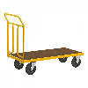 Plattformwagen pulverbeschichtet mit Ladefläche 1200x604mm aus MDF, Schiebebügel und Gummibereifung mit Bremse