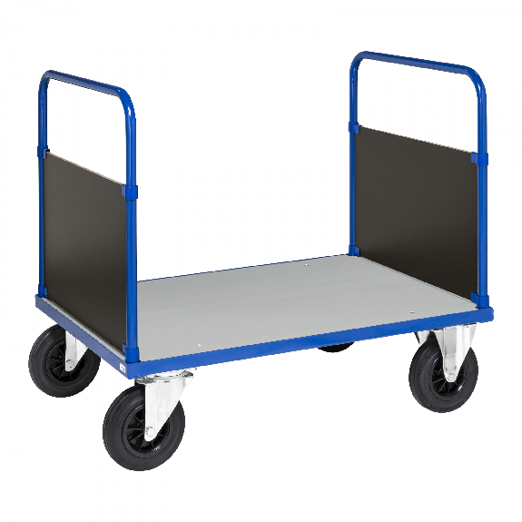 Plattformwagen in blau 1000x700x900mm mit verzinkter Ladefläche, 2 Seitenwänden und Gummibereifung ohne Bremse Plattformwagen in blau 1000x700x900mm mit verzinkter Ladefläche, 2 Seitenwänden und Gummibereifung ohne Bremse-Beschreibung lesen