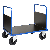 Plattformwagen in blau 1200x800x900mm mit MDF-Platte und 2 Seitenwänden mit Gummibereifung und Bremse