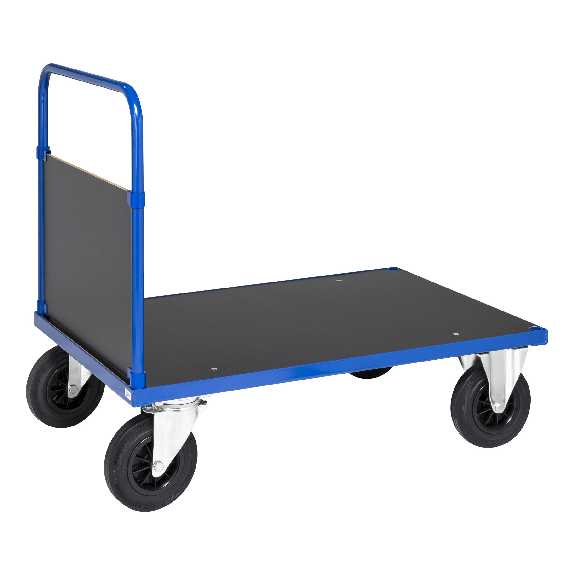 Kongamek Plattformwagen in blau 1200x800x900mm mit geschlossenem Schiebegriff, Gummibereifung und Bremse-Beschreibung lesen
