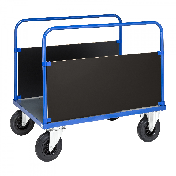 Plattformwagen in blau 1000x700x900mm mit verzinkter Ladefläche und 2 stirnseitigen Wänden mit Gummibereifung und Bremse Plattformwagen in blau 1000x700x900mm mit verzinkter Ladefläche und 2 stirnseitigen Wänden mit Gummibereifung und Bremse-Beschreibung lesen