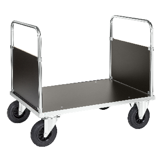 Plattformwagen, verzinkt 1200x800x900mm mit Ladefläche aus MDF, 2 Seitenwänden und Gummibereifung ohne Bremse-Beschreibung lesen