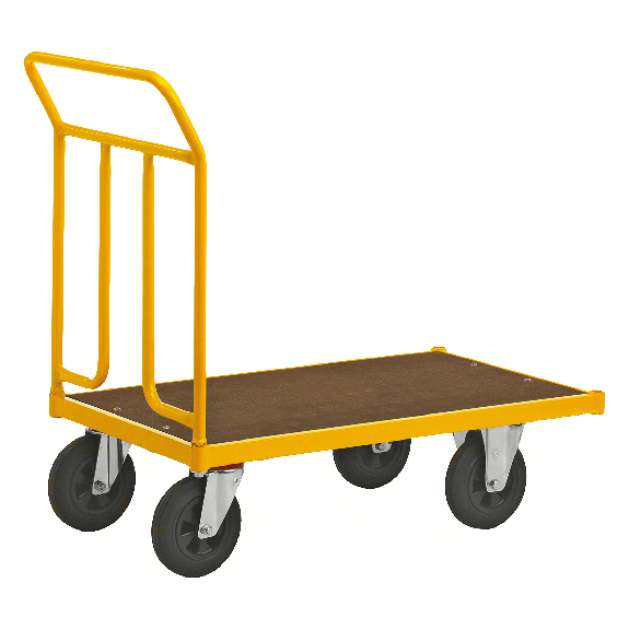 Pousine de voitures de plate-forme -coated avec zone de chargement 950x554 mm en MDF, support coulissant et pneus en caoutchouc avec freinage-Leggi tutto