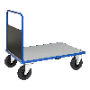 Plattformwagen in blau 1200x800x900mm mit geschlossenem Schiebegriff, verzinkter Ladefläche und Gummibereifung ohne Bremse
