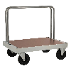 Plattformwagen verzinkt 300mm hoch mit 2 Stahlbügeln und Ladefläche 1140x800mm aus MDF mit Bremse