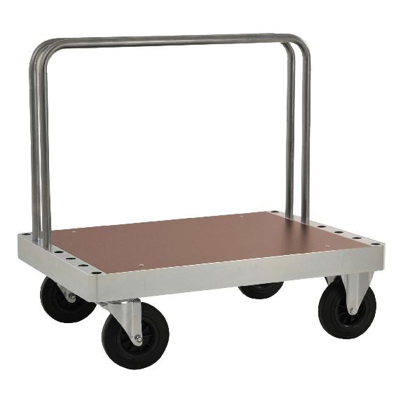 Plattformwagen verzinkt 300mm hoch mit 2 Stahlbügeln und Ladefläche 1140x800mm aus MDF mit Bremse Plattformwagen verzinkt 300mm hoch mit 2 Stahlbügeln und Ladefläche 1140x800mm aus MDF mit Bremse-Beschreibung lesen