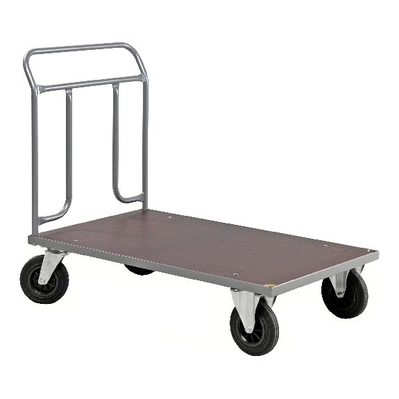 Kongamek Plattformwagen in grau 1074x600x1000mm mit Schiebegriff aus Stahlrohr und Gummibereifung ohne Bremse Kongamek Plattformwagen in grau 1074x600x1000mm mit Schiebegriff aus Stahlrohr und Gummibereifung ohne Bremse-Beschreibung lesen