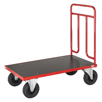 Kongamek Plattformwagen in rot 1000x600x1000mm mit Schiebegriff aus Stahlrohr und Gummibereifung ohne Bremse-Beschreibung lesen