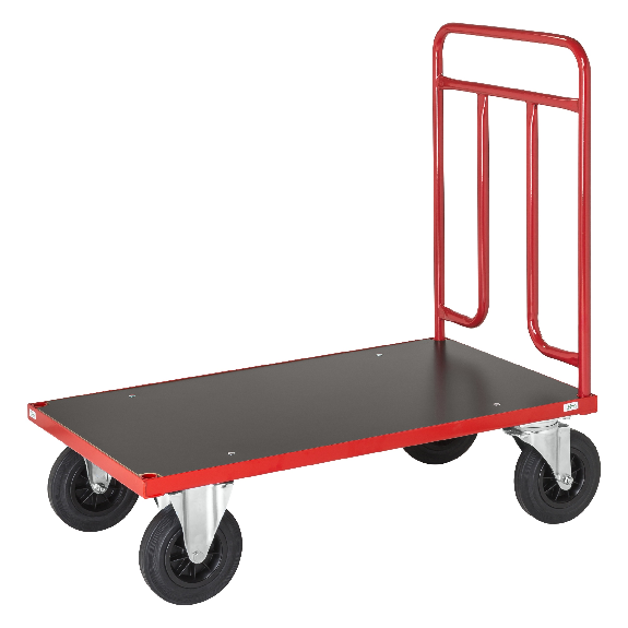 Kongamek Plattformwagen in rot 1000x600x1000mm mit Schiebegriff aus Stahlrohr und Gummibereifung ohne Bremse Kongamek Plattformwagen in rot 1000x600x1000mm mit Schiebegriff aus Stahlrohr und Gummibereifung ohne Bremse-Beschreibung lesen