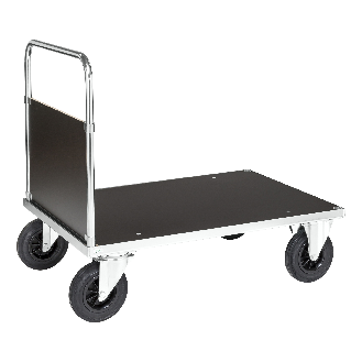 Kongamek Plattformwagen, verzinkt 1000x700x900mm mit MDF-Platte, geschlossenem Schiebegriff und Gummibereifung ohne Bremse-Beschreibung lesen