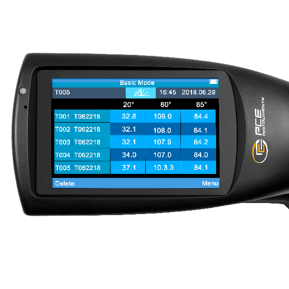 PCE Instruments Glanzmessgerät PCE-IGM 100 |Messbereich: 0 ... 1000 GU |Messgeometrie: 20 ° / 60 ° / 85 ° |Speicher-Beschreibung lesen