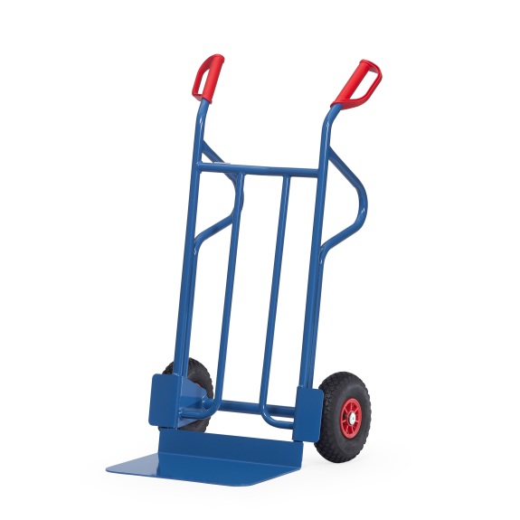 Chariot tubulaire en acier Fetra avec pneus, hauteur 1200 mm, pelle 300 x 480 mm-Leggi tutto