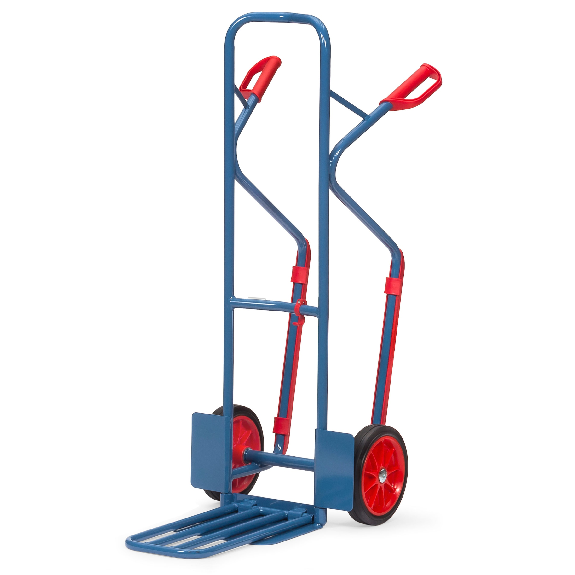 Chariot tubulaire en acier Fetra avec pelle pliante et patins en plastique, pneus en caoutchouc plein-Leggi tutto