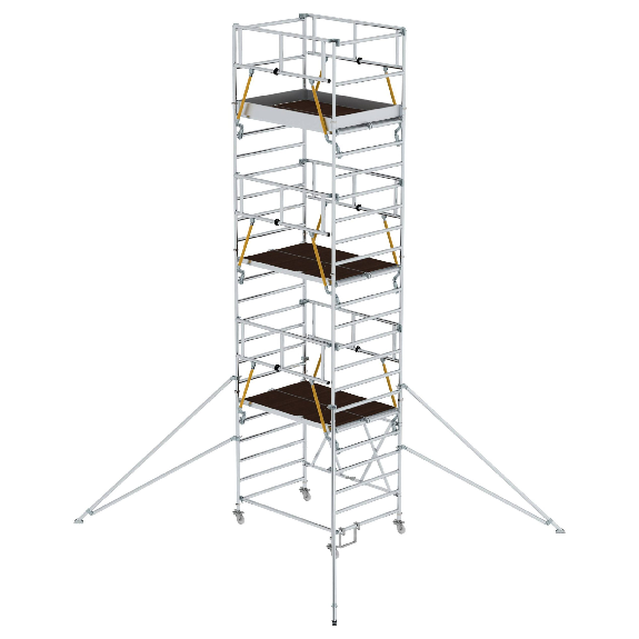 Échafaudage pliant MUNK SG 1,35 x 2,45 m avec stabilisateurs et garde-corps de sécurité 8,00 m AH-Leer más