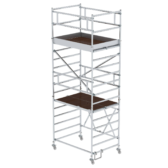 Plate-forme d'échafaudage pliante en aluminium MUNK L1800xP1350 mm Hauteur de plateforme 3,80 m Hauteur de travail jusqu'à 5,80 m-Leggi tutto