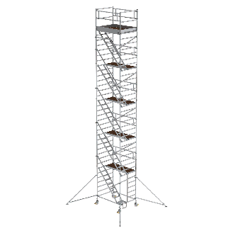MUNK Rollgerüst mit Schrägaufstiegen 1,35x1,80m Plattform, 12,35m AH-Beschreibung lesen